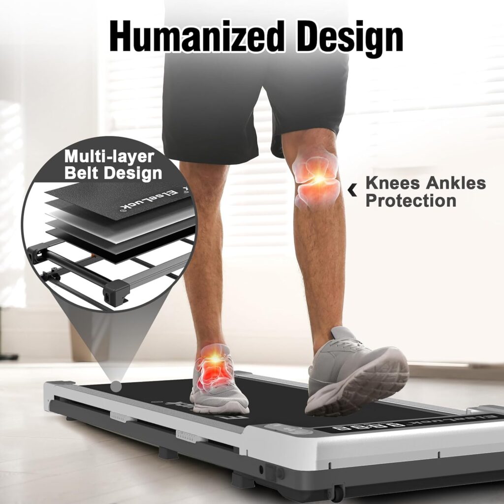 Elseluck Walking Pad, Under Desk Treadmill for Home Office, 2 in 1 Portable Walking Treadmill with Remote Control, Walking Jogging Machine in LED Display
