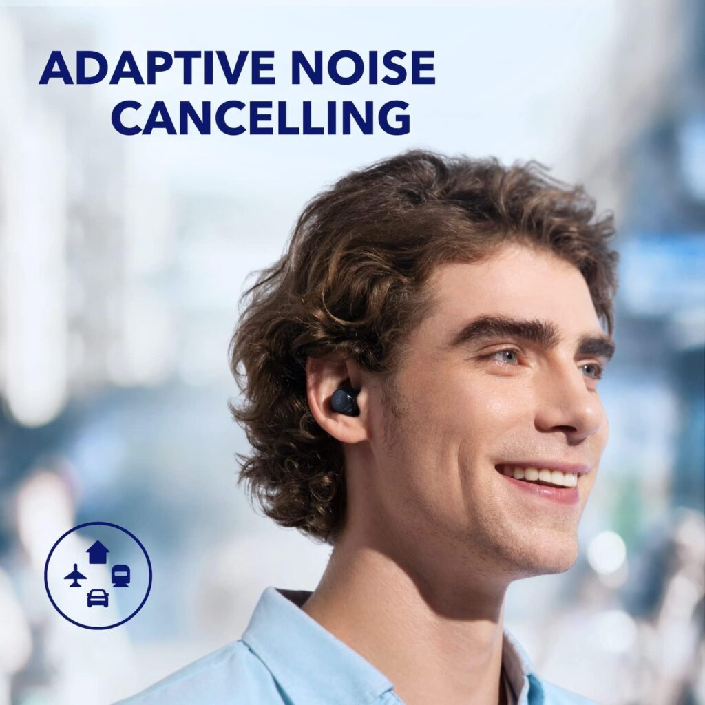 Soundcore by Anker Space A40 Auto-Adjustable Active Noise Cancelling Wireless Earbuds, Reduce Noise by Up to 98%, 50H Playtime, Hi-Res Sound, App Customization, Wireless Charge (Renewed)