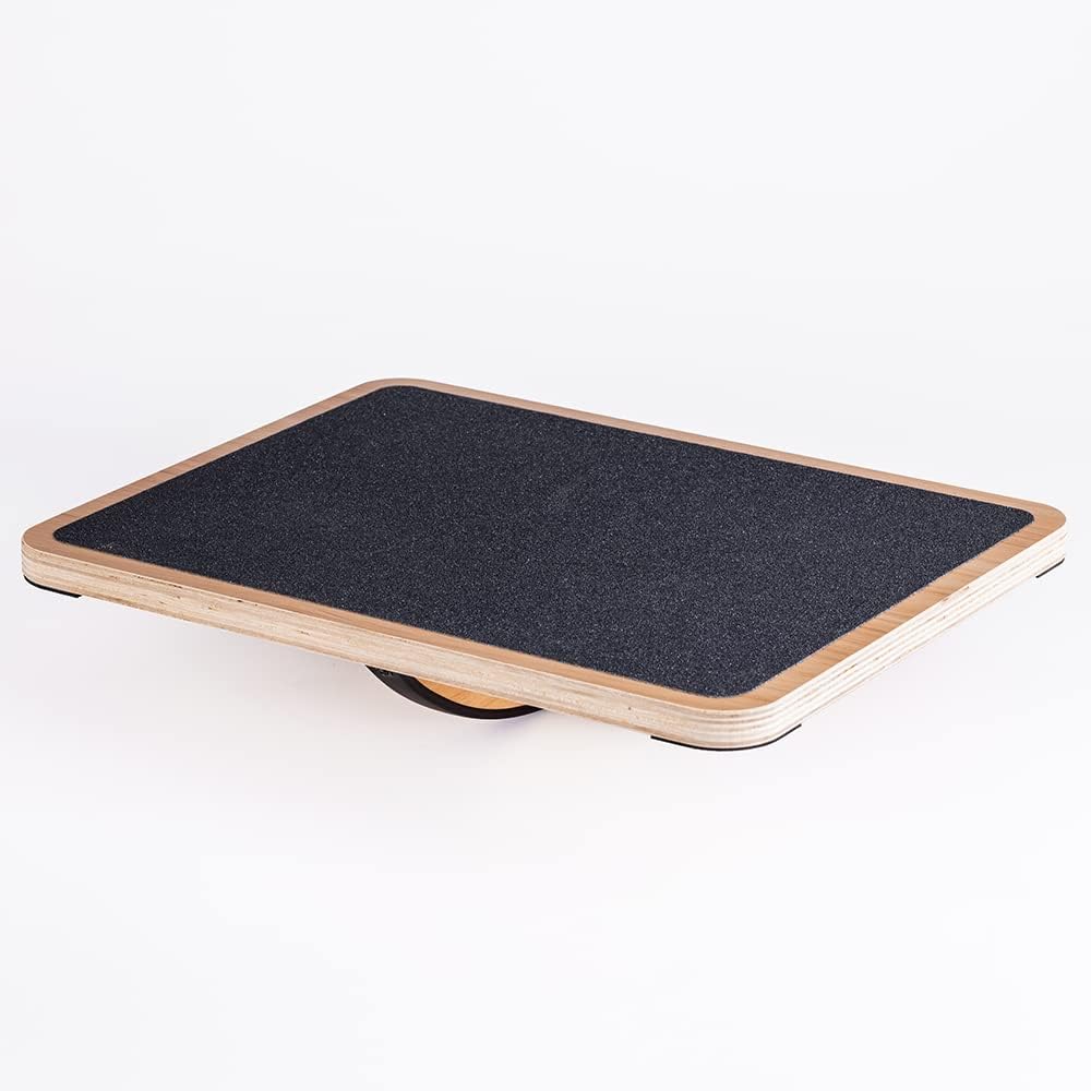StrongTek Professional Wooden Balance Board, Rocker Board, Wood Standing Desk Accessory, Balancing Board for Under Desk, Anti Slip Roller, Core Strength, Stability, Office Wobble Boards