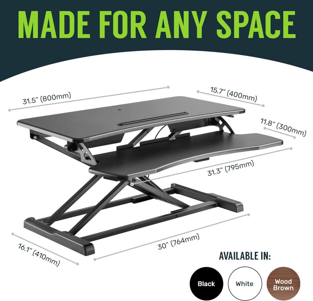 TechOrbits OF-S06-2 Desk Converter-37-inch Height Adjustable, MDF Wood, Sit-to-Stand Rise-X Pro Black, 37